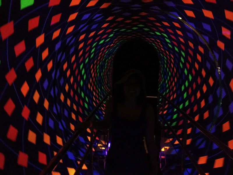 A still shot of the rotating colors in the tunnel