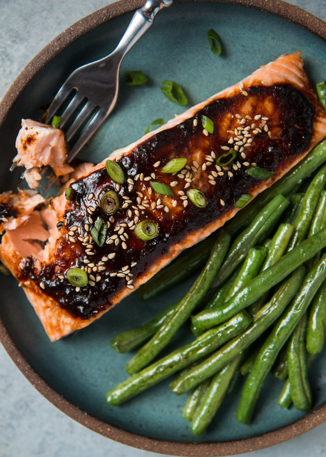 Baked Salmon with Ginger Miso Glaze
