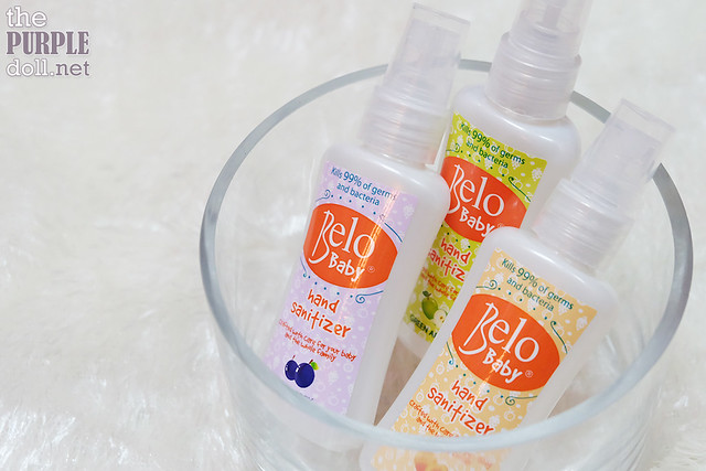 Belo Baby Hand Sanitizers in Peach, Blueberry and Green Apple