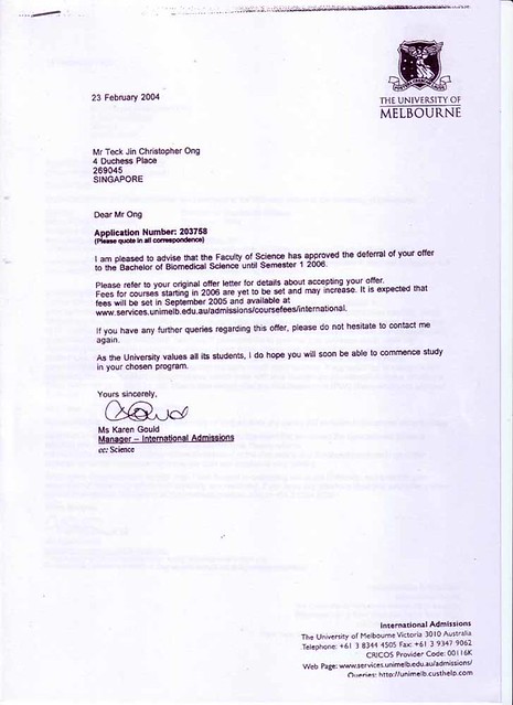 Sample letter for deferred exam image