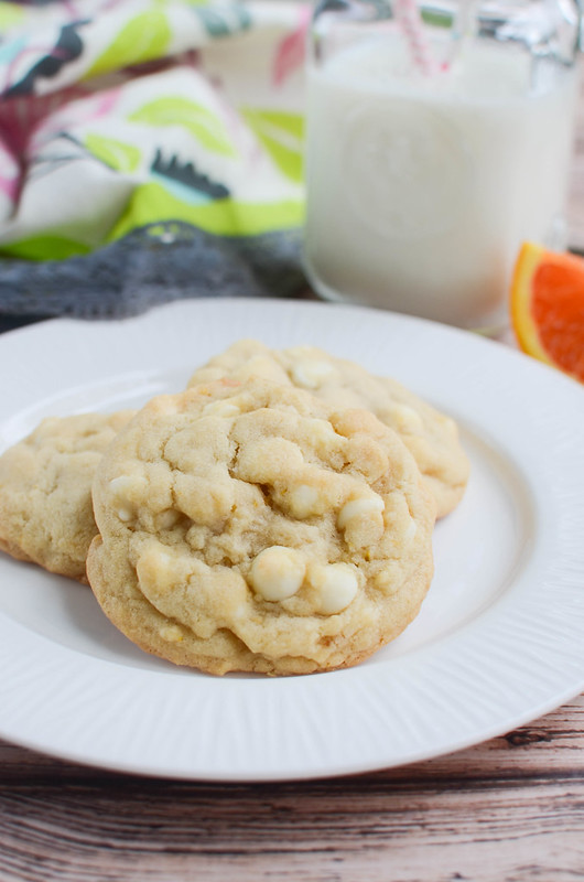 White Chocolate Orange Cookies - chewy white chocolate chip cookies with fresh orange zest mixed in! 