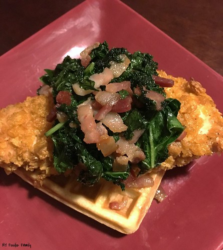 Chicken and Waffles with Braised Kale