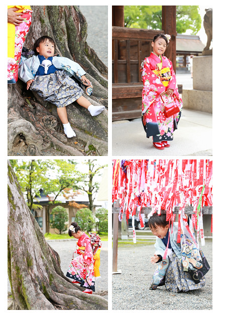 兄弟で七五三写真　男の子と女の子　国府宮神社　愛知県稲沢市　公園　屋外　出張撮影　着物　和装　おしゃれ