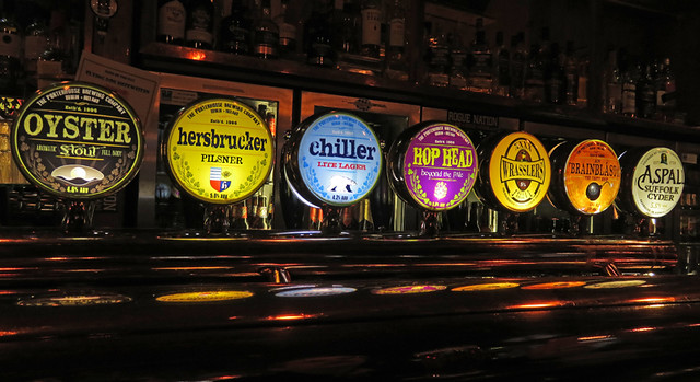 The taps at the Porterhouse Temple Bar, a brewpub in Dublin, Ireland