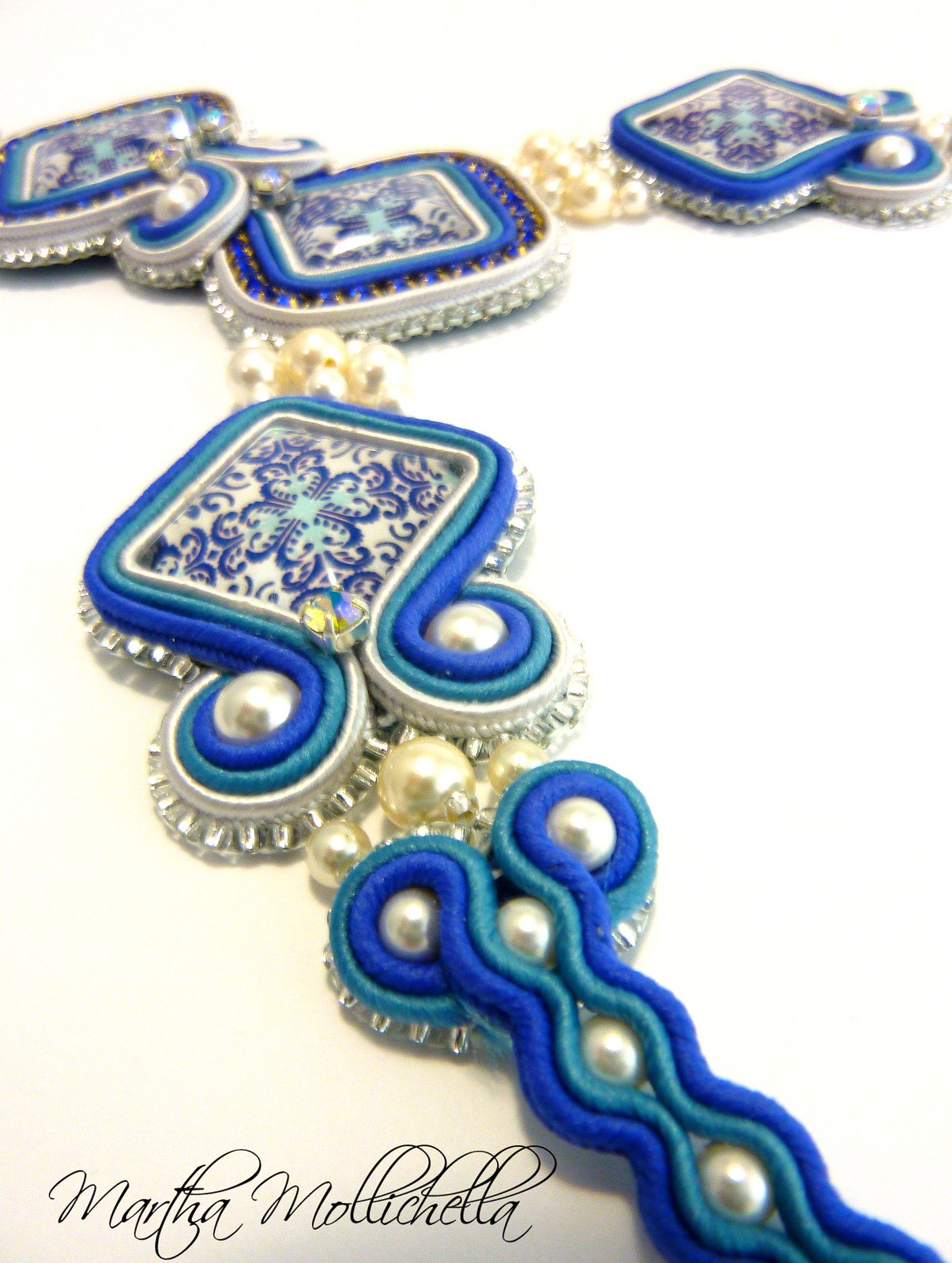 collana soutache azulejo contemporaneo by Martha Mollichella Handmade Jewelry
