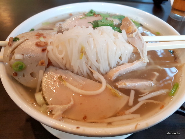 Vietnamese sausages in noodle soup