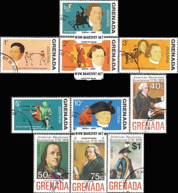 Známky Grenada 1975 Výročie nezávislosti USA, razítkovaná séria