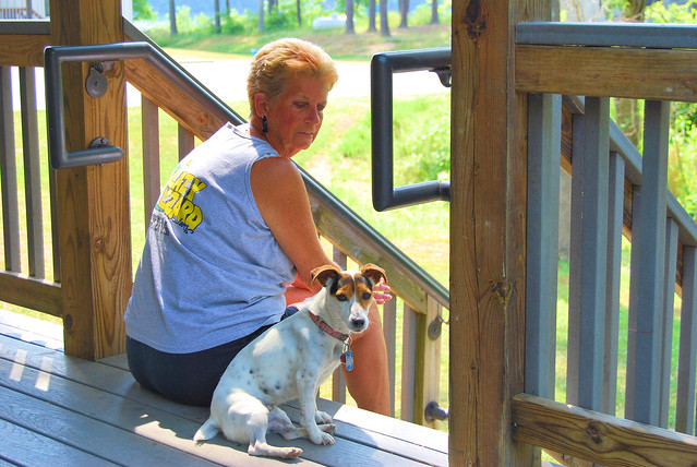 Porch settin' with Nana at cabin 3 at Claytor Lake State Park, Virginia