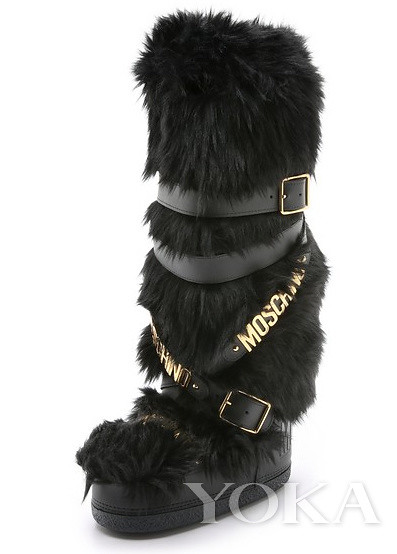 MOSCHINO early autumn 2015 series black faux fur snow boots RMB 4,990