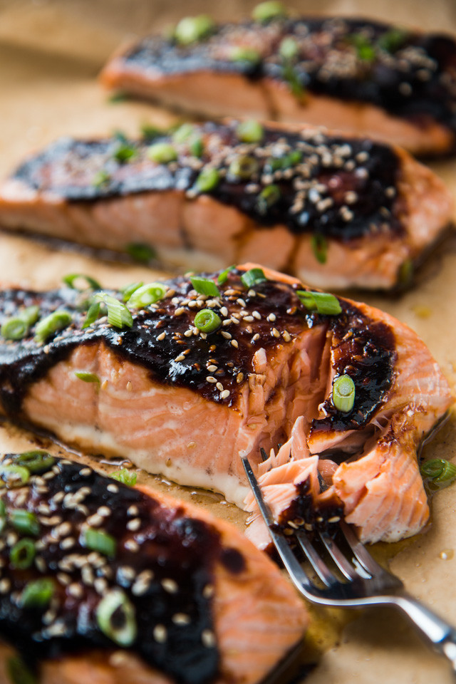 Baked Salmon with Ginger Miso Glaze