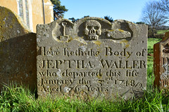 Jeptha Waller: skull flanked by spade and coffin