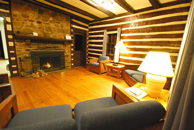 Relax in front of the fire in a Virginia State Park Cabin (this cabin is at Fairy Stone State Park - 2 bedroom cabin)