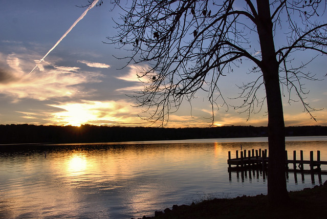 Sundog sunset at Lake Anna State Park in Virginia is a natural phenomena