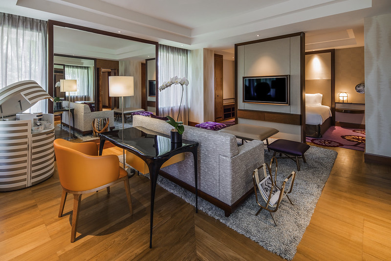 Luxurious and comfortable living area in suites at Sofitel Singapore Sentosa Resort