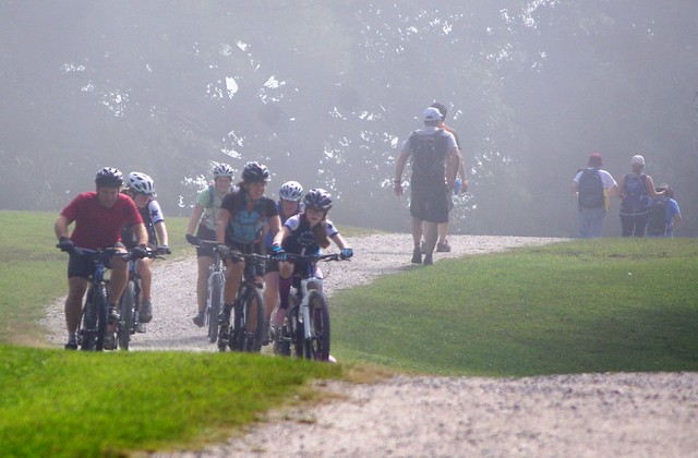 Cyclists of all ages at York River State Park, Virginia
