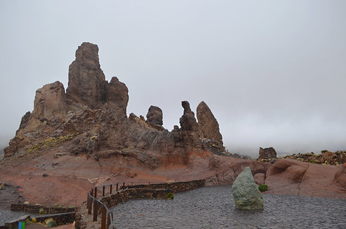 Roques de Garcia in mist and rain, Teide National Park, Tenerife