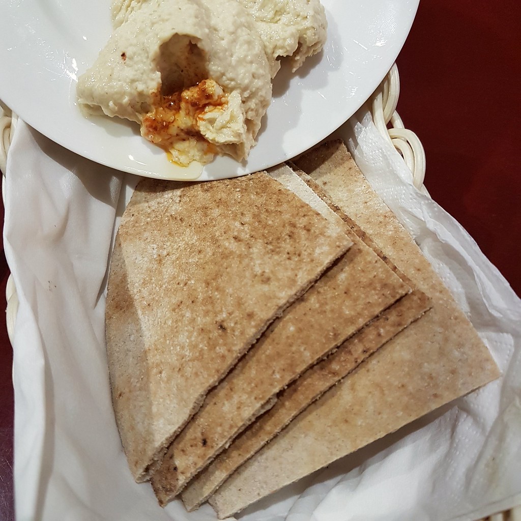Arabic bread w/ Hummus, Breakfast @ Al Safir hotel, Bahrain