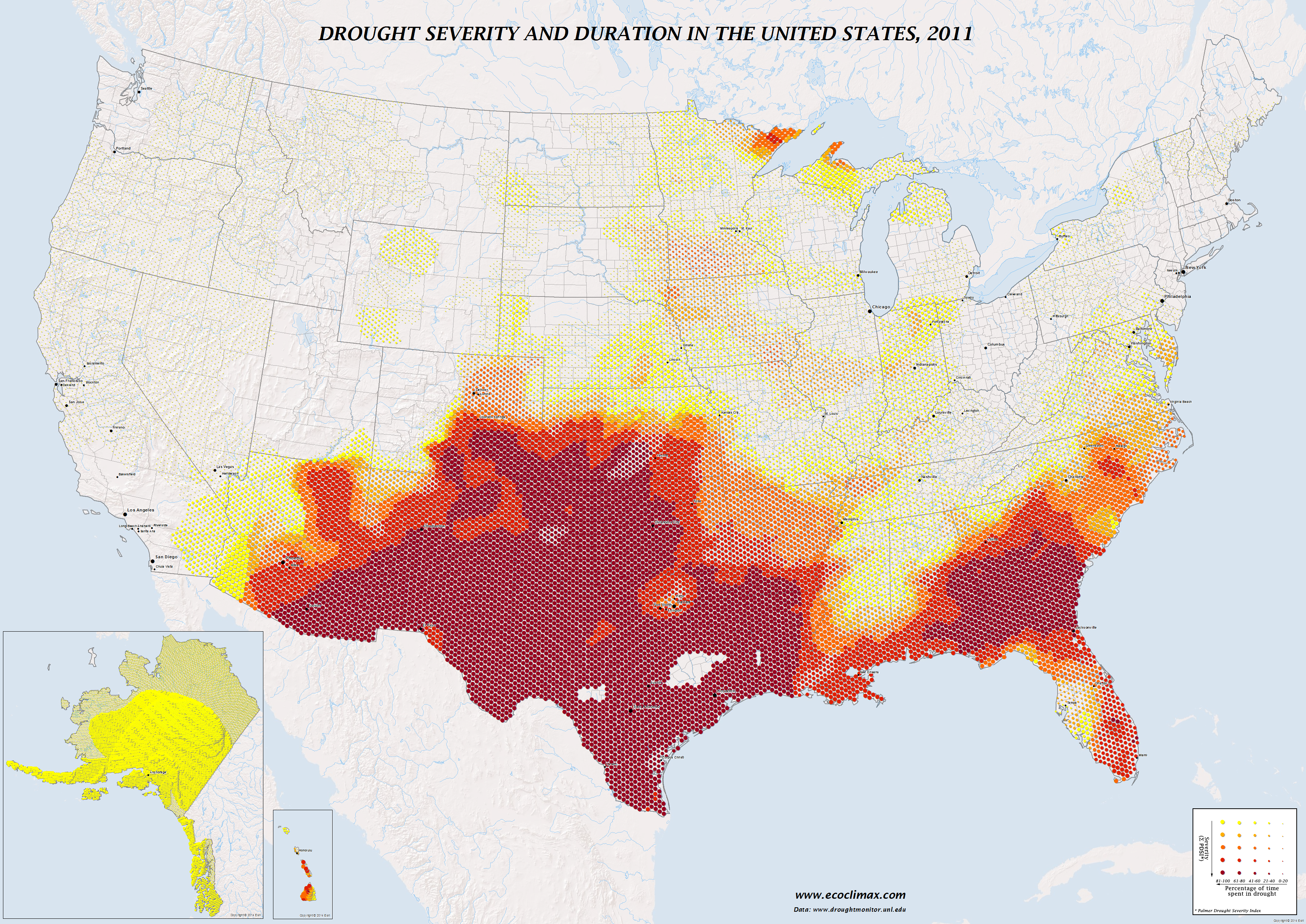 Drought severity & duration in the U.S, 2011