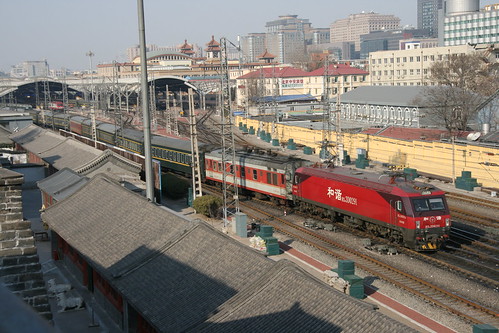 China Railway HXD3D series train near Beijing station, Beijing, China /Feb 2, 2017