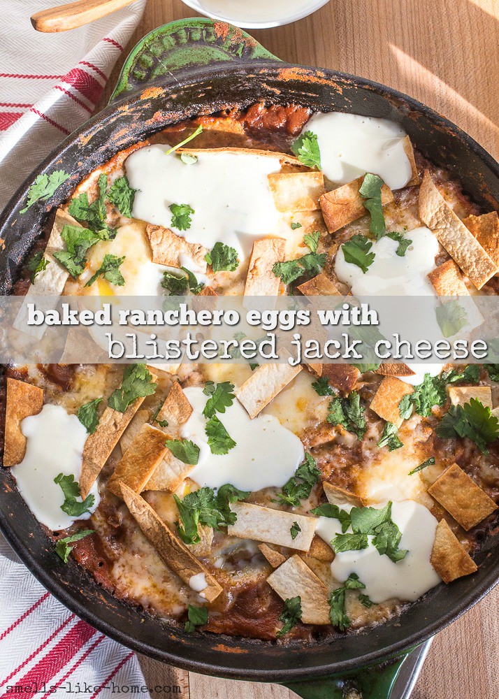 Baked Ranchero Eggs with Blistered Jack Cheese