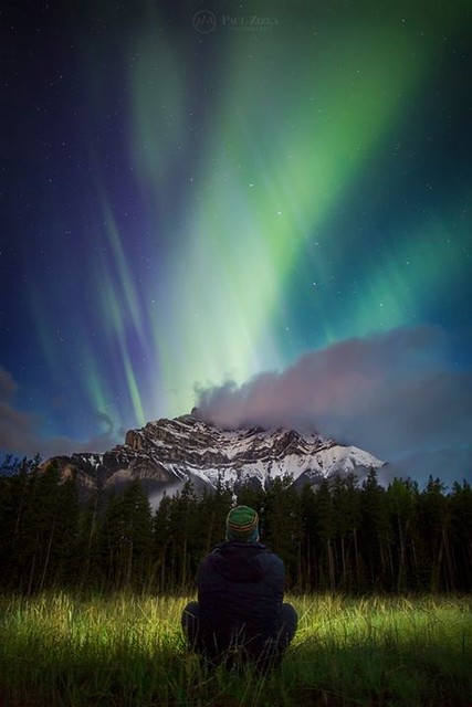 "Contentment" The magic of spring nights in the mountains. Self-portrait, Cascade Mountain, Banff National Park.