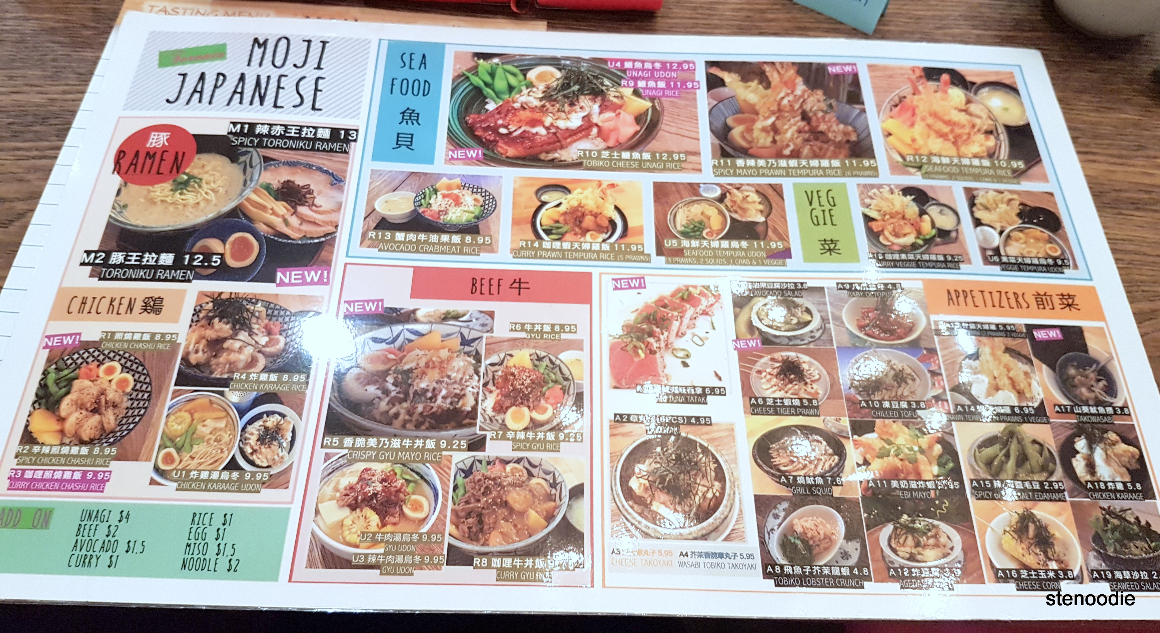 Moji Japanese Eatery new menu
