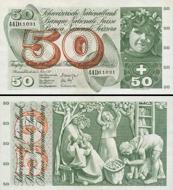 50 Frankov Švajčiarsko 1973, P48m