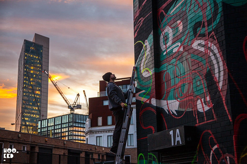 Union Jack Mural on London's Chance Street by artist James Reka