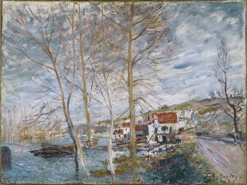 Alfred Sisley (British, active France, 1839–1899). Flood at Moret, 1879. Oil on canvas, 21 1/4 x 28 1/4 in. (54 x 71.8cm). Brooklyn Museum, Bequest of A. Augustus Healy, 21.54. (Photo: Brooklyn Museum). From French Moderns Say Bonjour at San Antonio's McNay Museum