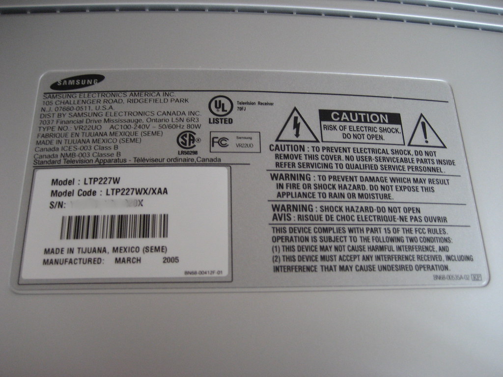 Samsung LCD TV | I greyed out the serial number in this ...