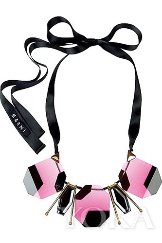 Marni necklace of pink-and-black Plaid