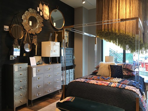 Anthropologie, bed, set of mirrors