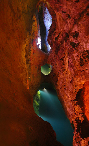 Lighting of the caverns on the mine tour in Zacatecas, Mexico