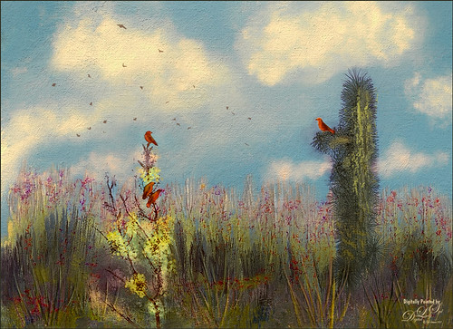Painted image of the Arizona Desert in the Spring