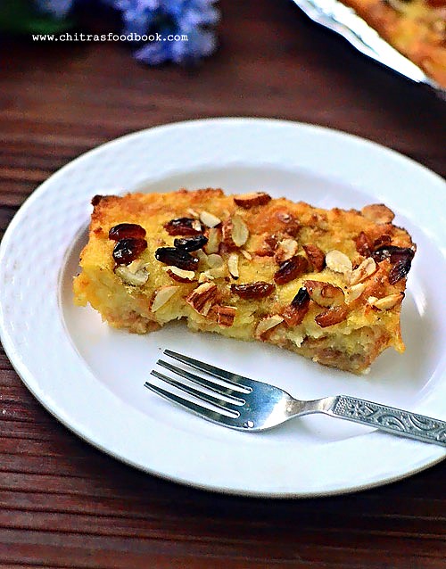 Eggless bread pudding