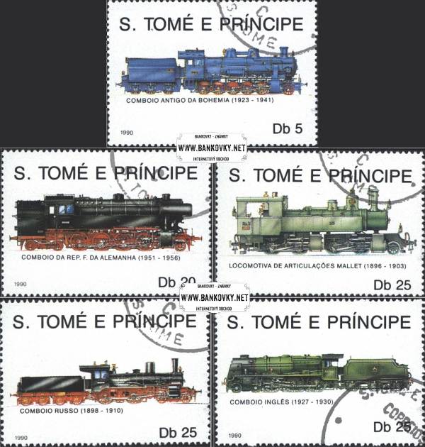 Známky Svätý Tomáš 1990 Lokomotívy, razítkovaná séria