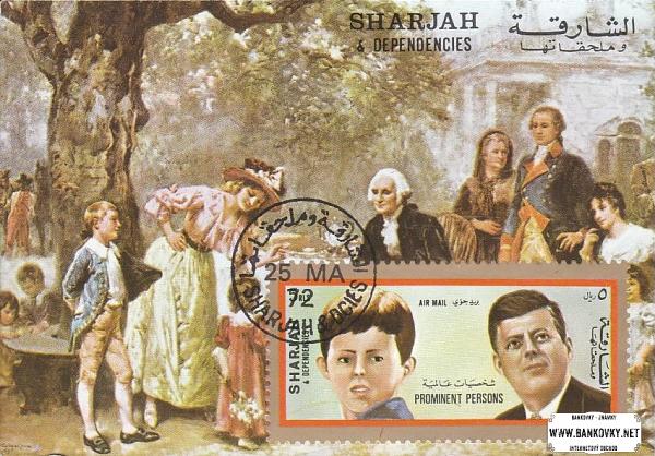Známky Sharjah 1972 J.F. Kennedy, razítkovaný hárček
