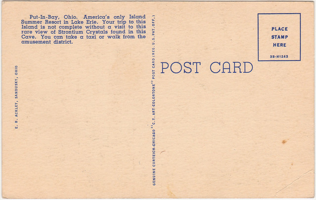 Back of Crystal Cave, Put-In-Bay, Ohio (Date Unknown)