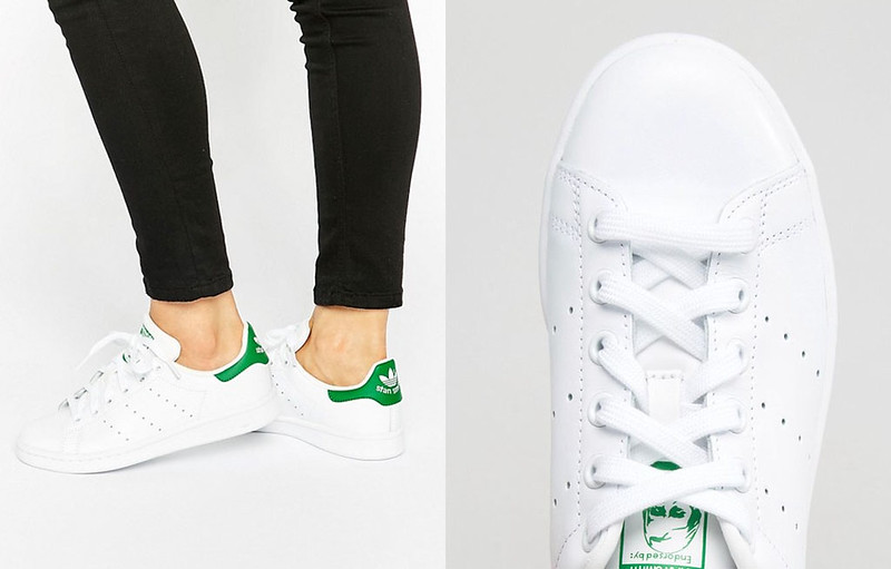 Capsule Wardrobe Pieces - 16 Classic White Sneakers to Shop Adidas Originals Unisex White & Green Stan Smith Trainers