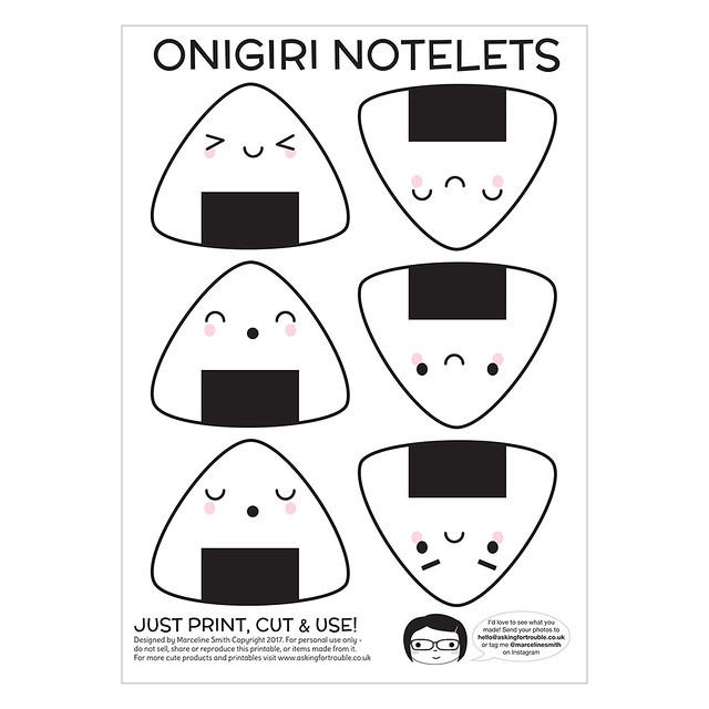 Onigiri Printable Notelets