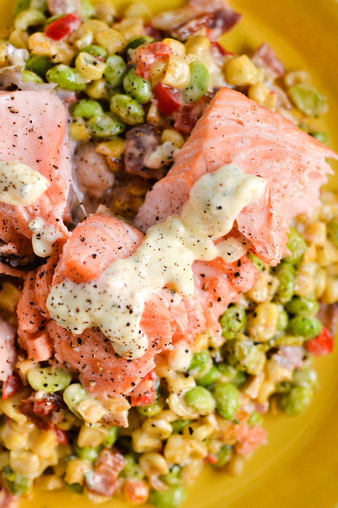 baked salmon with bacon and soycotash | things i made today