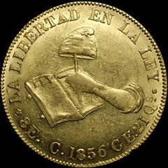 1856C Mexico 8 Escudo Gold after glue removal