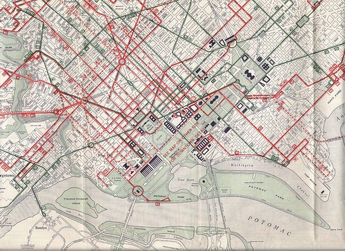 DC Streetcar and bus map, 1955