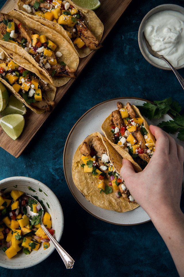 Chili Lime Marinated Chicken Tacos with Mango Salsa | Will Cook For Friends