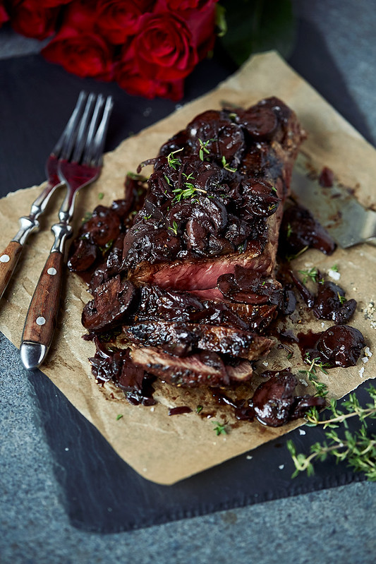 Cast Iron Skillet Steak with Red Wine Sauce