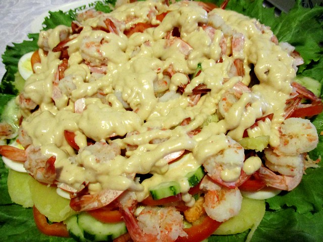 Christmas lunch salad, with dressing