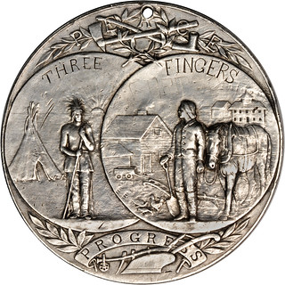 Three Fingers Indian Peace medal reverse