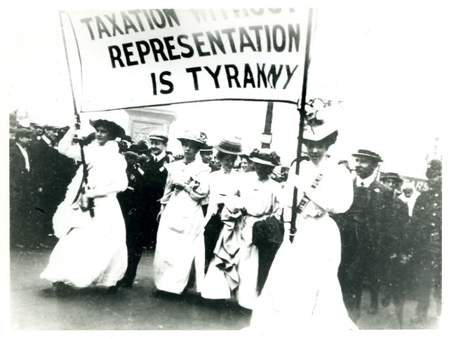 Demonstrations, Strikes, Marches, Processions: suffrage parade, c.1908.