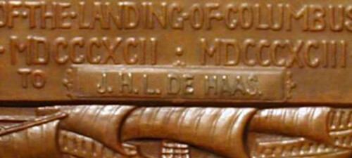 1893 Columbian Exhibition Award Medal reverseinsert closeup