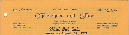 Christensen and Stone 1969 mail bid sale